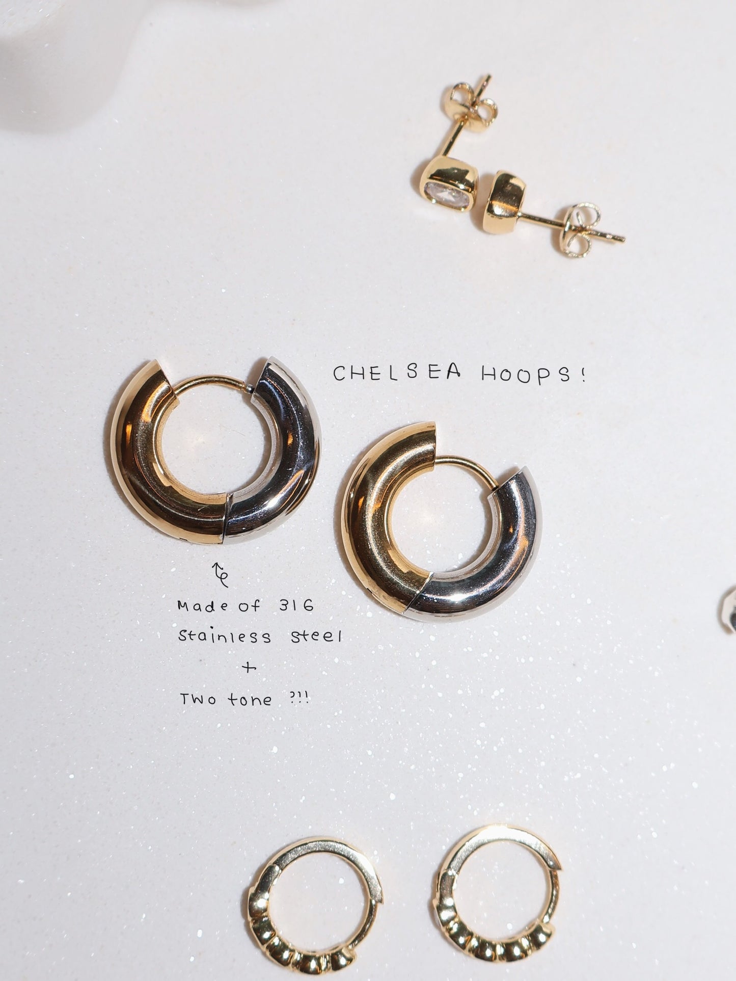 [Stainless Steel] CHELSEA TWO TONE HOOPS
